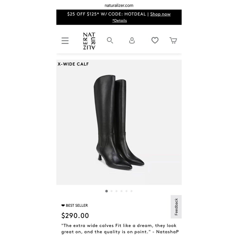 Naturalizer Womens Deesha - Wide Calf Boot Black 10 X-Wide NIB
